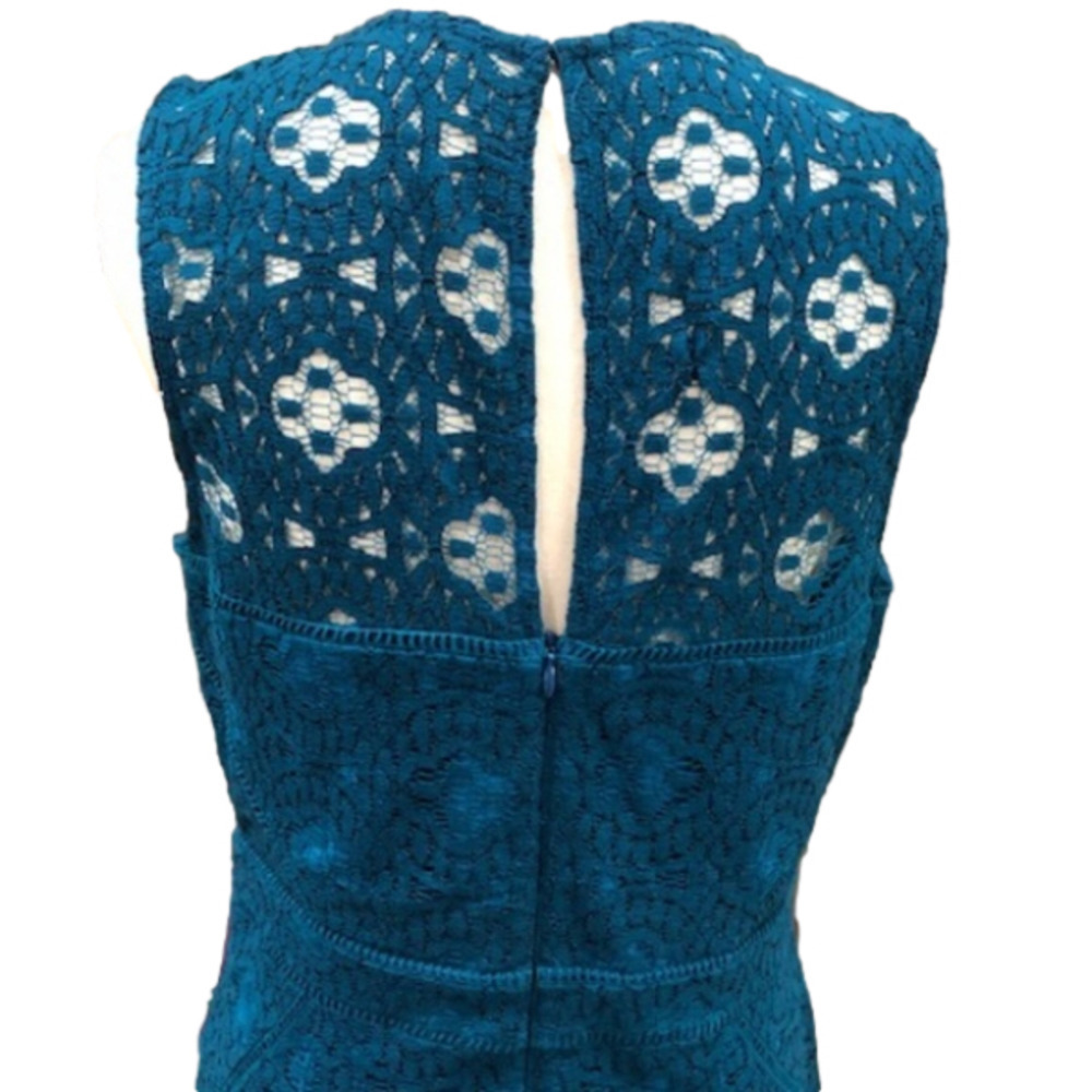 Anthropologie HD in Paris Turquoise Crochet Sheath, Size Medium - Picture 8 of 13